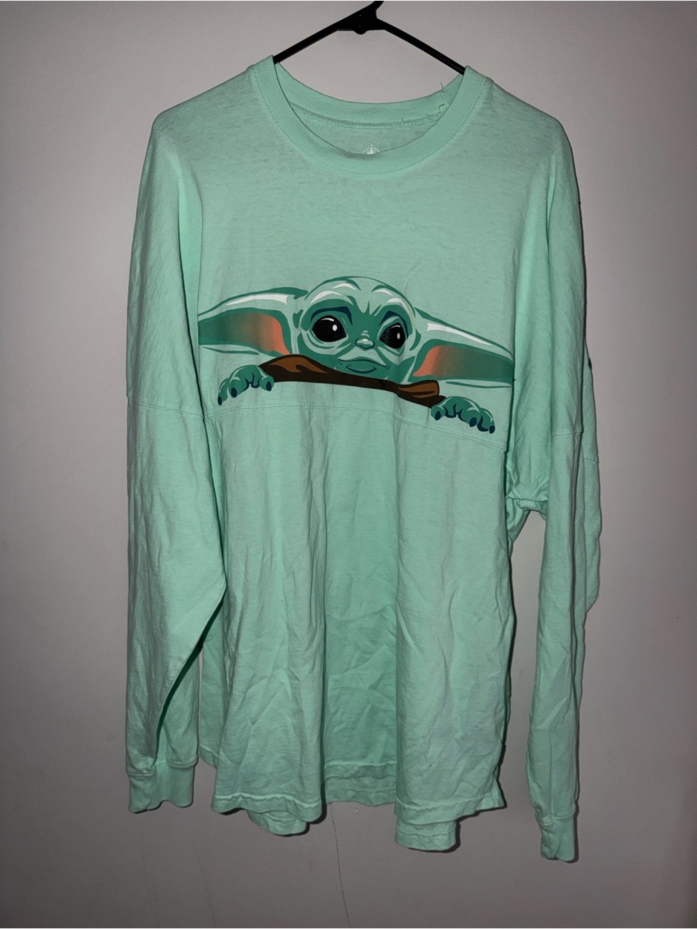Disney Mint Green Long Sleeve Tee with Baby Yoda Graphic